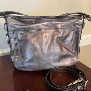 Coach Gunmetal Metallic Silver Shoulder Bag
